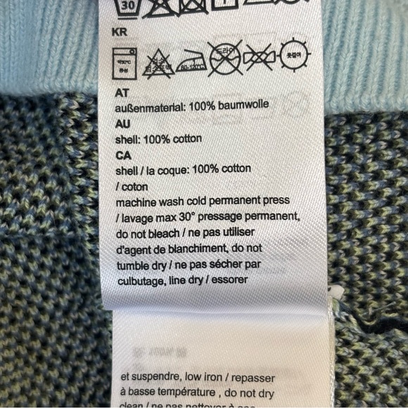 WESC Collar Polo Button Front Blue/Green Ripple Sky Pattern Men's M Women L NWT - Picture 10 of 10